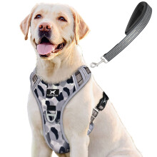 TUFFDOG Easy-Fit Dog Harness Large - Fast Release Neck Clip, Premium Padded Reflective No Pull Harness with Control Handle, Adjustable Step-in Dog
