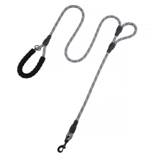 Plutus Pet Rope Dog Lead 1.8m Long, Heavy Duty,Reflective Double Handle Lead for Safety Training, for Medium Large Dogs, Dual Handle Leads(Grey)