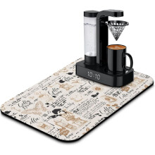 19"x12" Absorbent Anti-Slip Coffee Mat for Countertops – Compatible with Coffee Machines, Dish Drying Mat