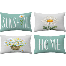 Housses de coussin Ă motif floral Daisy grises, lot de 4, 30 x 50 cm