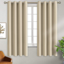 Blackout Curtains for Bedroom - Grommet Thermal Insulated Room Darkening Curtains for Living Room, Set of 2 Panels (70 x 63 Inch, Burgundy)