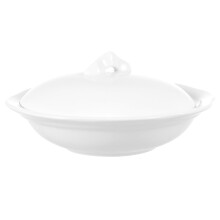 Home kitchen simple bowl abalone bowl food serving bowl butter plate with lid (white)