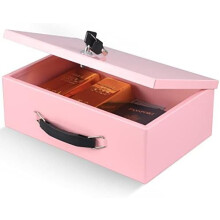 Fire Resistant Safe Fire Safe Box with Key Lock for Home Office Security Storage for Valuables Documents,12.8 x 8.5 x 4.5 Inch,Pink