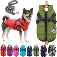 3-in-1-Winterjacke, fleecegefütterte Hundejacke mit Geschirr, wasser- und winddicht für kleine, mittlere und große Hunde und Katzen