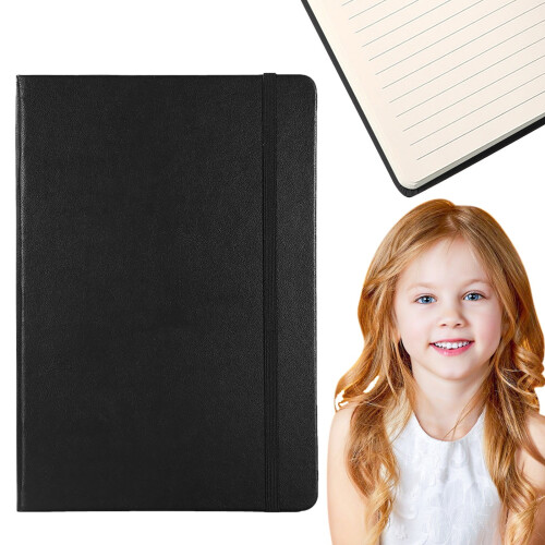 A5 Linjeret Journal Notesbog Sort Hårdt Omslag 200 Sider 1