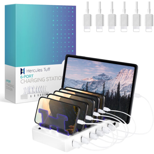 Βάση φόρτισης USB 6 θυρών για πολλαπλές συσκευές – Συμβατό με Apple & Android – Γρήγορος