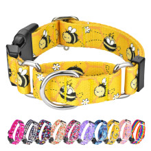 Hikiko Martingale Collar for Dogs Adjustable Soft Nylon Dog Collars with Cute Patterns for Small Dog?Yellow Bee,Small?