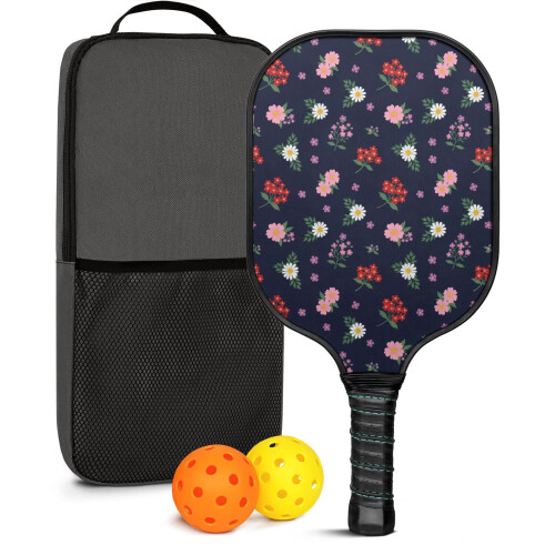 Pickleball-padlesett i blomsterfiber, 2 padler + 2
