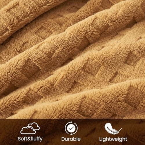 Waffle Throw Blanket Twin Size 66x90 in Brown 2