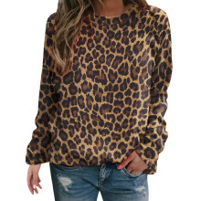 Sweatshirt voor dames, trui, winterse trendy tops, vintage luipaardprint, lange mouwen, ronde hals, losse pasvorm, herfstmode, casual jasjes 2025