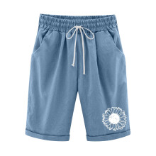 Shorts voor dames, effen kleur, hoge taille, bermudashorts