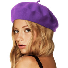 Wollen baret, effen kleur, Franse stijl, warme wintermuts voor dames en meisjes (1 stuk)