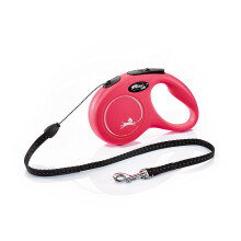 flexi New Classic Retractable Lead Cord, Small, 5m, 12kg, red