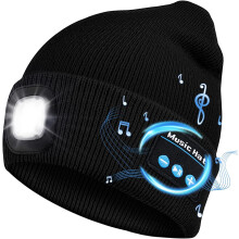Bluetooth-mössa med ljus, LED-mössa med Bluetooth-hörlurar inbyggd stereohögtalare, LED-hatt för män kvinnor pappa löpning vandring