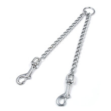 Metal Double Dog Leash 2 Way No Tangle Coupler Double Pet Dog Lead Leashes Twin Large Medium Small Dogs (L-4.0mm*70cm)