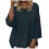 Γυναικεία Μπλούζα Plus Size Casual, Μονόχρωμη, Στρογγυλή Γιακάς και 3/4 Μανίκια, Χαλαρή 1