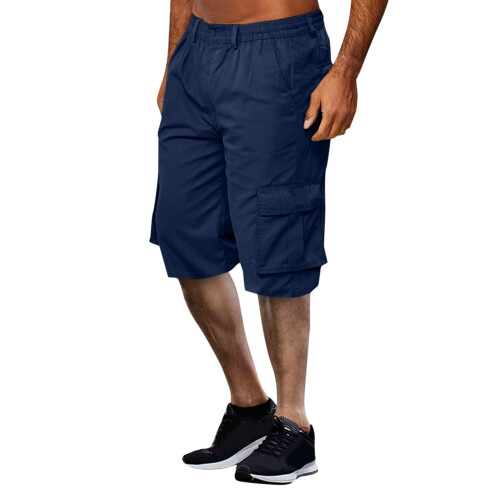 Ανδρικό σορτς καμουφλάζ cargo, φαρδύ με λάστιχο στη μέση, βαμβακερό, αναπνεύσιμο 1