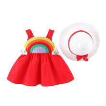 Ärmelloses, niedliches Regenbogenkleid für Babys und Mädchen, Sommerkleid für Kleinkinder und Kinder, gerafftes A-Linien-Prinzessinnenkleid mit