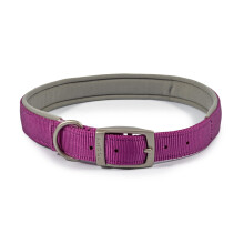 Ancol Viva Padded Soft Touch Dog Collar with Satin Buckle - Adjustable Weatherproof Comfortable Pet Neckband, Purple, 50-59cm