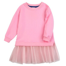 Piger Kjoler Barn Baby Ensfarvet Sweater Patchwork Nederdel Mode Sød Kjole Afslappet Prinsessekjole Størrelse 6Y-7Y