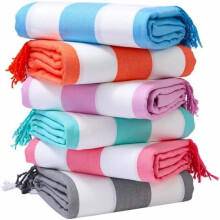 6er-Pack extragroße türkische Strandtücher (188 x 97 cm), sandabweisend, schnelltrocknend, mehrfarbig gestreift, grün – geeignet für Strand,