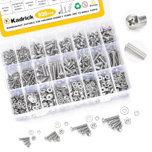 Assortiment 304 roestvrijstalen schroeven (920 stuks) – #4-40 tot #10-24 Phillips kruiskopschroeven SAE, moeren en ringen