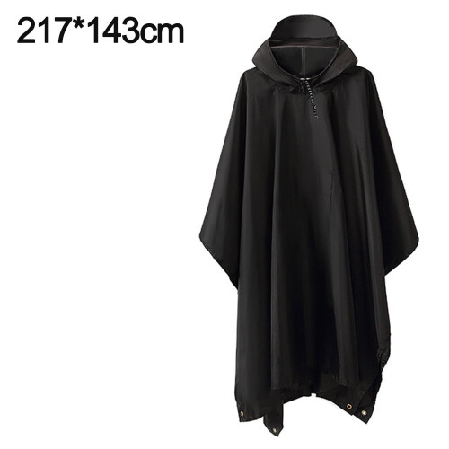 Black waterproof hooded rain jacket unisex 1