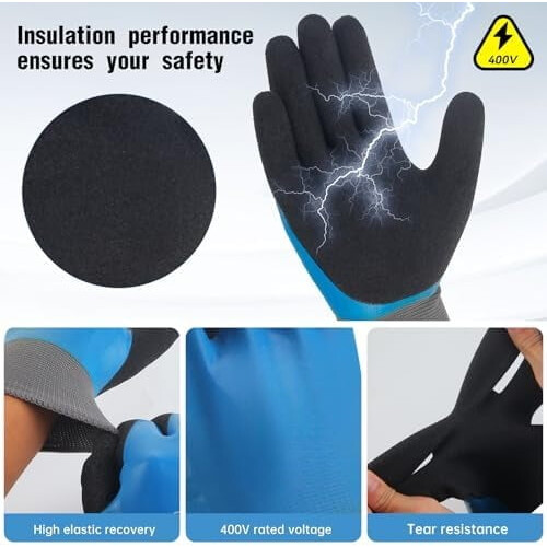 Isolerede elektrikerhandsker 400V gummihåndflade 2