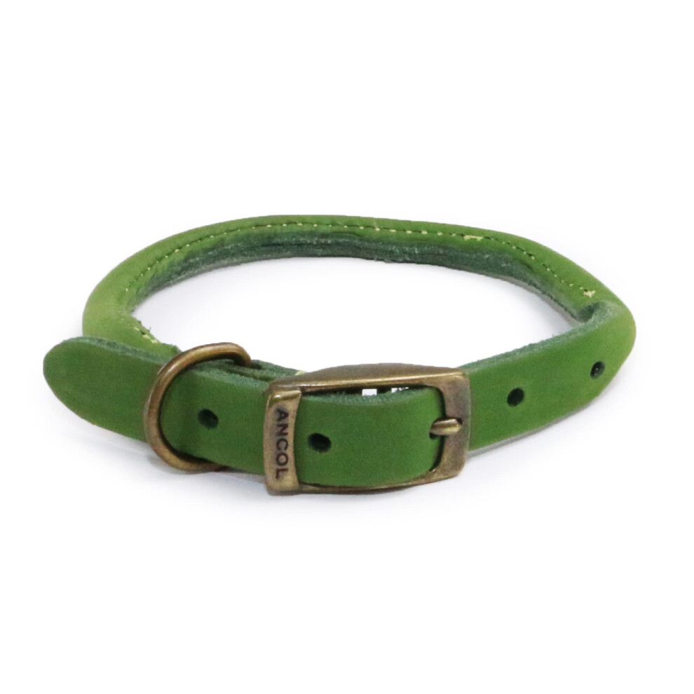 Ancol Timberwolf Round Leather Collar 45-54Cm Size 6 Green