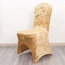 Housse de chaise de banquet extensible BalsaCircle Champagne en spandex et velours froissé, idéale pour les fêtes et événements à domicile