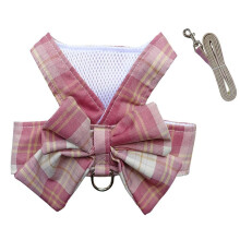 Oyccen Pets Bow Tie Harness and Lead Set Dogs Plaid Harness with Leash Cats Cute Princess Clothes for Puppy Small Dog Cat
