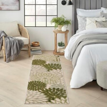 Home Aloha Indoor/Outdoor Ivory Green 2' x 6' Area Rug, Easy Cleaning, Non-Shedding, Bed Room, Living Room, Dining Room, Backyard, Patio, Deck (2x6)