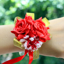 Lot de 6 corsages de poignet roses, bracelets de fleurs pour les mains, pour mariage, demoiselle d'honneur, enterrement de vie de jeune fille, bal de