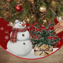 Jupe de sapin de Noël 35 pouces en tissu bonhomme de neige - Cache-pied de sapin - Décoration de Noël pour la maison et le jardin