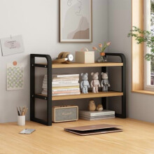 Étagère de bureau en bois noir à deux niveaux