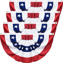 4-pak 9x1,8 m plisserede fanflag, USA patriotisk flagstænger til 4. juli, Memorial Day, Independence Day – Kompatibel med standard flagstænger
