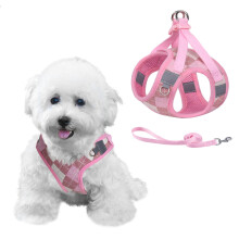 PawSailor Step-in Dog Harness Small Dog No Pull Puppy Harness Adjustable Reflective Plaid Easy Walk Lightweight Soft Mesh Pet Vest Harnesses with Lead