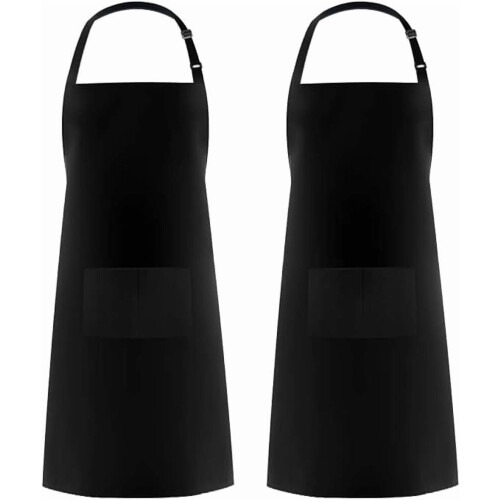 2-pack haklappsförkläde i bomull med justerbar nackrem