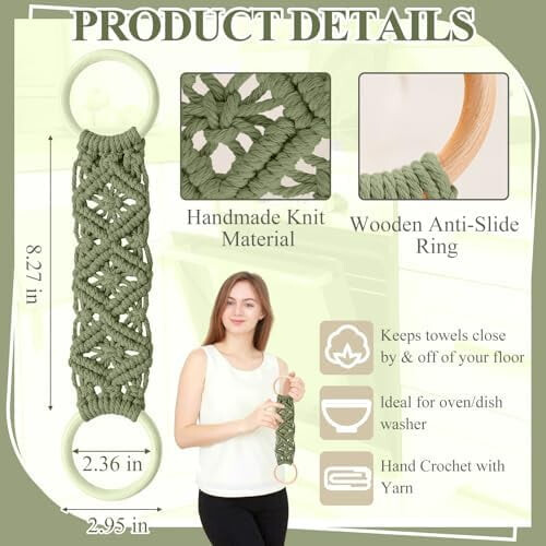 Σετ 4 τεμαχίων πετσετών πιάτων Boho Crochet – Κρεμαστός κρίκος για πόρτα 2