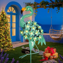 Lampy solarne Flamingo Garden Lights dla mamy – dekoracja ogrodu, ozdoby trawnikowe, prezent urodzinowy (niebieskie jajko rudzika, 1 opakowanie)
