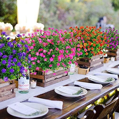 Lyserøde kunstige blomsterpakke UV-resistent 24-pak 2