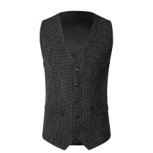 Formal Suit Vest for Men Retro Single-breasted Versatile Waistcoat with Pocket Business Vest,Dark Gray