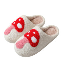 Pantoufles pour femmes, nouvelles pantoufles confortables et douillettes pour la maison, pantoufles d'hiver en coton Ă motif champignon mignon,