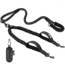 SlowTon Double Dog Lead - 360? Swivel Heavy Duty Reflective Double Lead for Walking 2 Dogs No Tangle Dual Splitter With Soft Handle Puppy Leash for