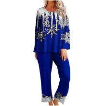 Women's Festive Christmas Print Long Sleeve Pajamas S-2XL