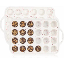 Mini Muffin Pan 24-Cup, Nonstick Silicone & Metal-Reinforced, Heart-Shaped, Handle, for Muffins/Cupcakes/Egg Bites (2 Pack)