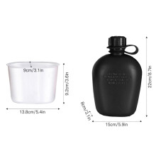 Kit de cantil de 3 peças com copo de alumínio e tampa para camping, trilhas, mochilão e sobrevivência ao ar livre.