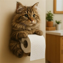 Porte-papier toilette amusant en forme de chat, distributeur mural imprimé en 3D – Compatible avec les rouleaux standard