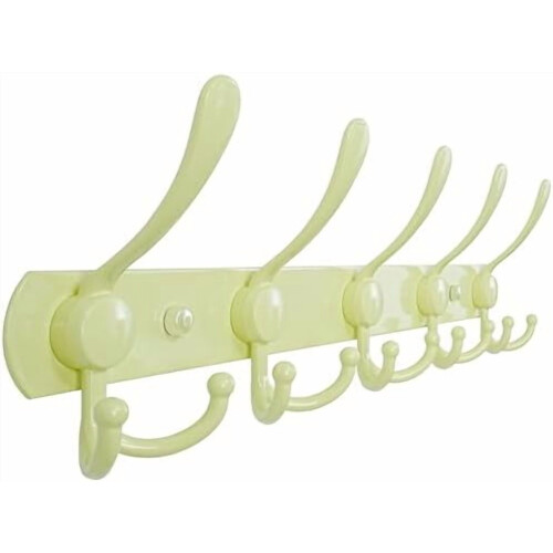 Wall-Mounted Coat Rack with 5 Hooks – White, Heavy-Duty