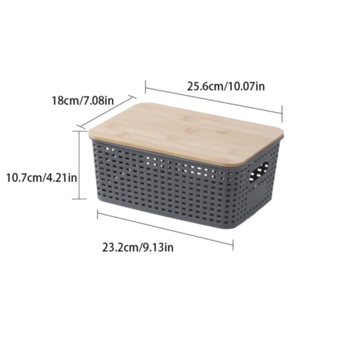 3-Piece Stackable Plastic Storage Boxes with Lids, Grey, 4 1